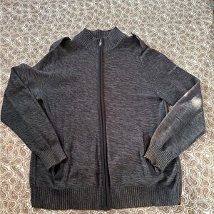 DKNY Men's Dark Gray Zip-Up Sweater